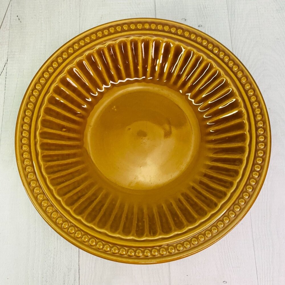 Gibson REGENT PARK Golden Brown Stoneware  Embossed Dots Soup Cereal Bowls Set 6 - Picture 2 of 10